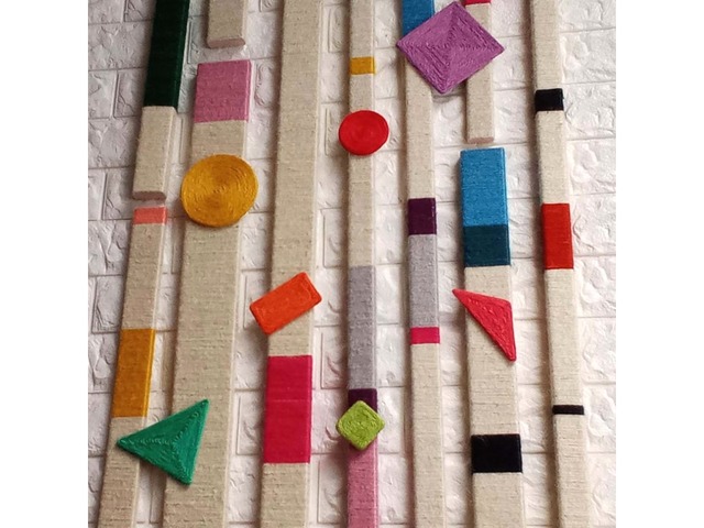 Джутовий настінний декор з геометричними фігурами