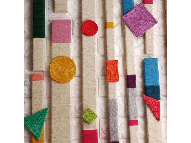 Джутовий настінний декор з геометричними фігурами