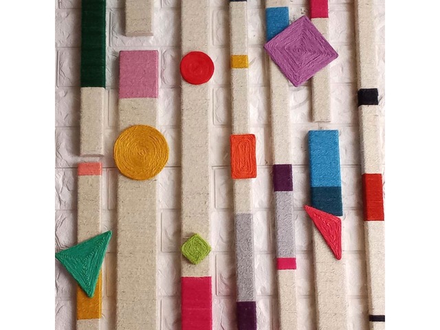 Джутовий настінний декор з геометричними фігурами