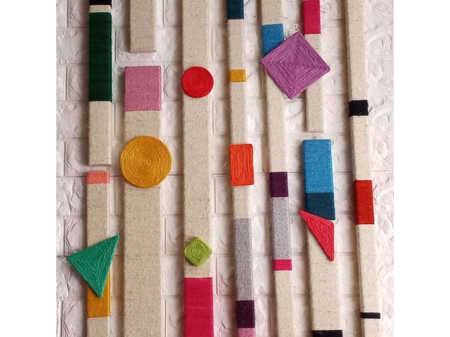 Джутовий настінний декор з геометричними фігурами