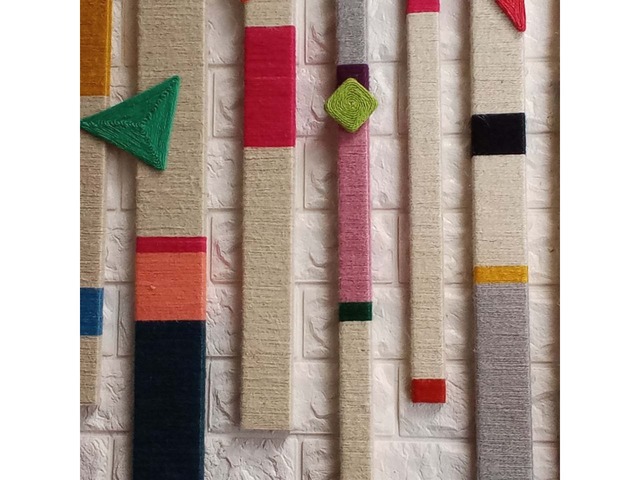 Джутовий настінний декор з геометричними фігурами