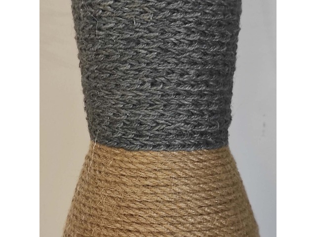 Висока підлогова ваза з джутовим декором (80 см) – рустик, бохо, лофт стиль