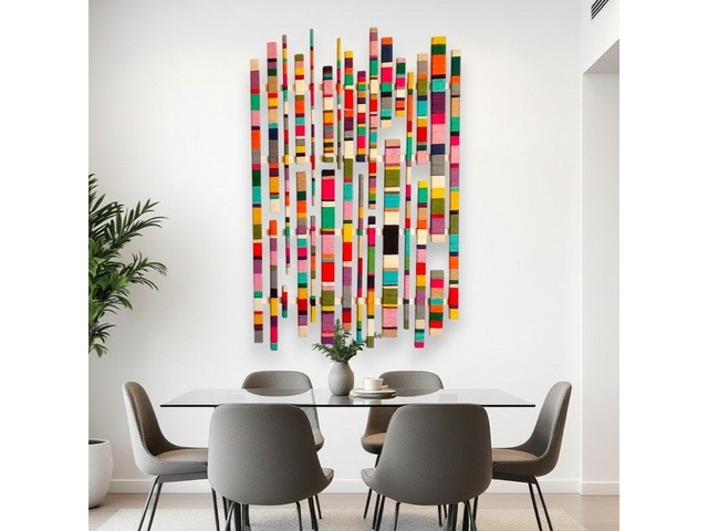 Настінна інсталяція, панно з кольорового джуту