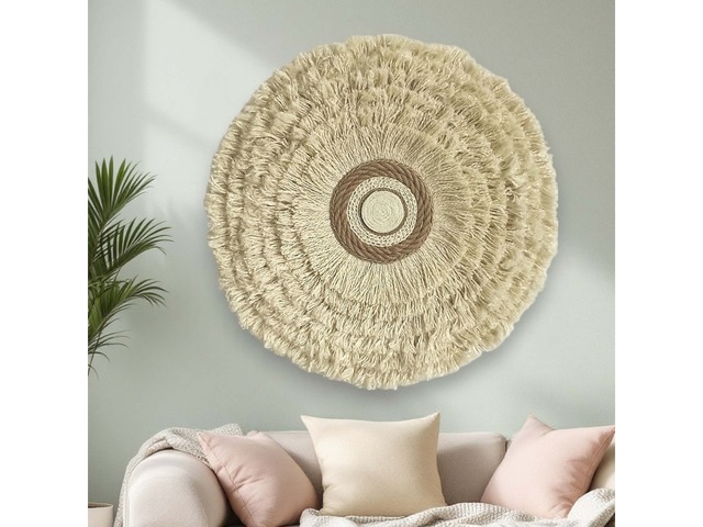 Круглий настінний декор у стилі лофт (молочний колір, 75 см)