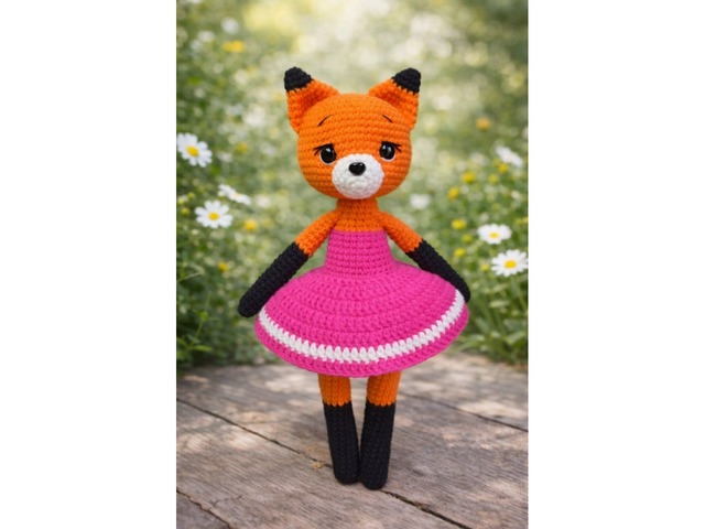 Лисичка в сукні, м'яка іграшка, ручна робота