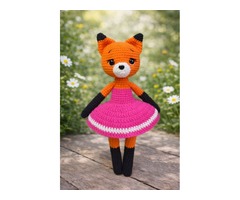 Лисичка в сукні, м'яка іграшка, ручна робота