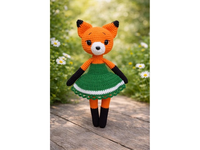 Лисичка в сукні, м'яка іграшка, ручна робота