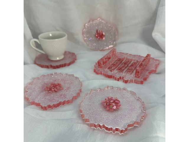 Набір підставок з епоксидної смоли під чашки, келихи.