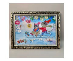 Картина написана акриловими фарбами *Мишки*.