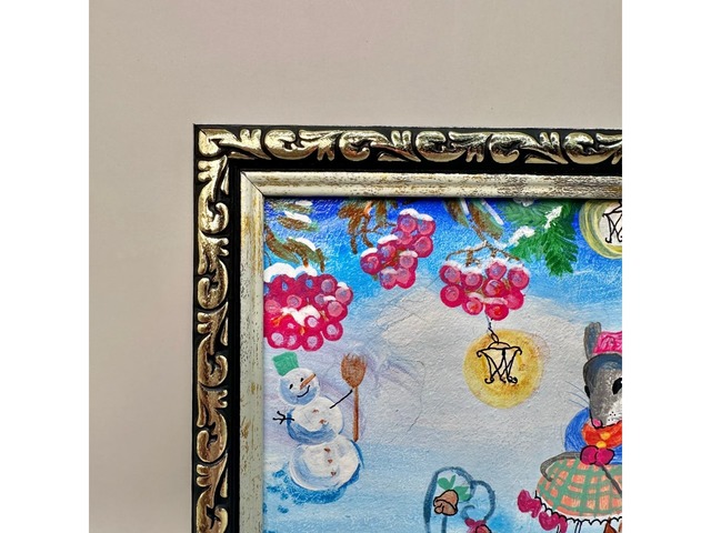 Картина написана  акриловими фарбами *Мишки*.