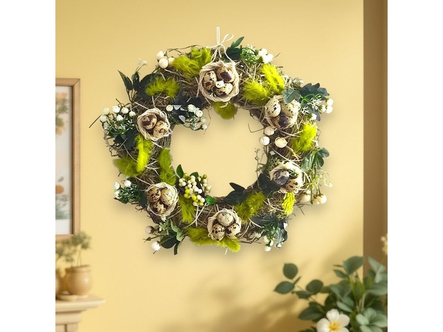 Великодній вінок з перепелиними яйцями – ексклюзивний подарунок ручної роботи