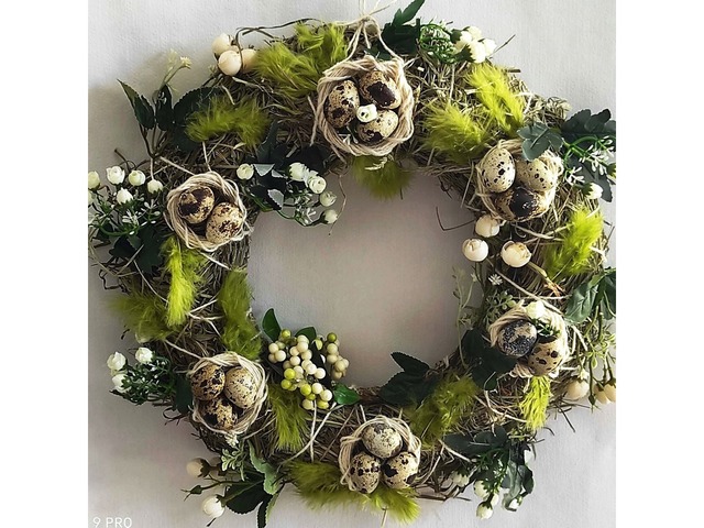 Великодній вінок з перепелиними яйцями – ексклюзивний подарунок ручної роботи
