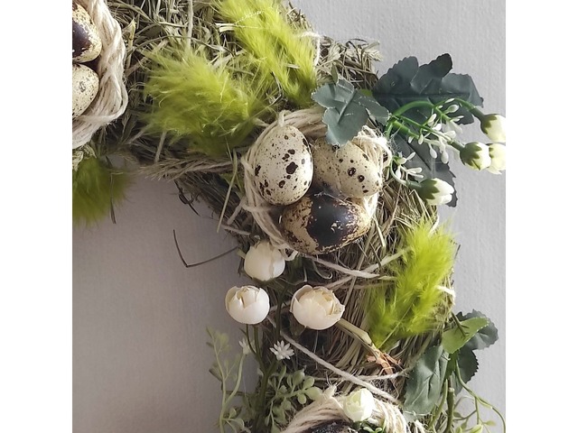 Великодній вінок з перепелиними яйцями – ексклюзивний подарунок ручної роботи