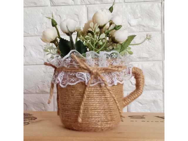 Чашечка-вазочка для весільного декору в стилі рустик, ручна робота