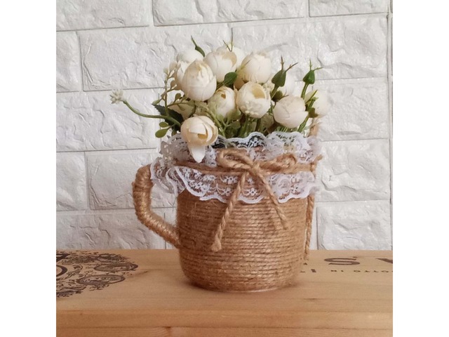 Чашечка-вазочка для весільного декору в стилі рустик, ручна робота