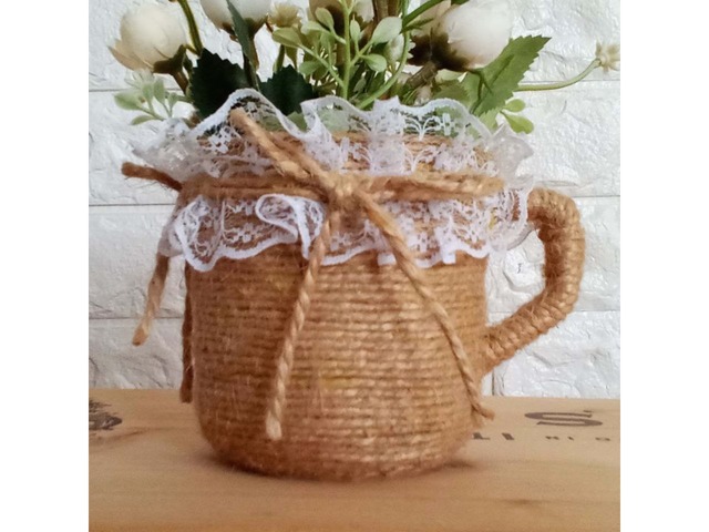 Чашечка-вазочка для весільного декору в стилі рустик, ручна робота
