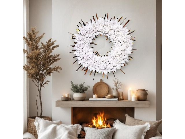 Вінок з мішковини та гілочок у стилі кантрі – декор для дому