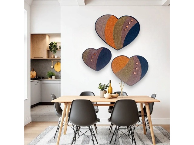 Настінний декор «Сердечка» у стилі бохо та рустик