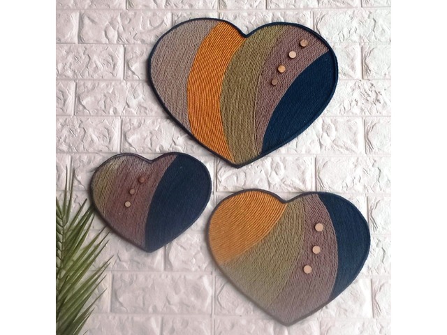 Настінний декор «Сердечка» у стилі бохо та рустик