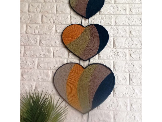 Настінний декор «Сердечка» у стилі бохо та рустик