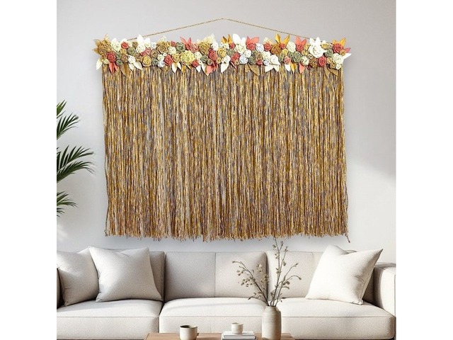 Панно на стіну в стилі бохо з джуту та мішковини