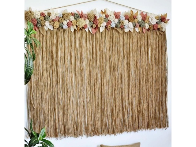 Панно на стіну в стилі бохо з джуту та мішковини