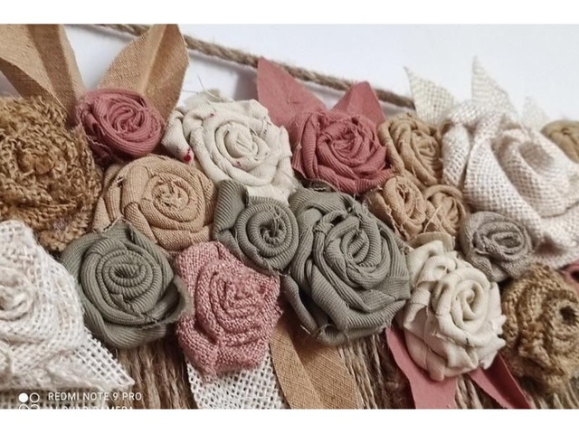 Панно на стіну в стилі бохо з джуту та мішковини