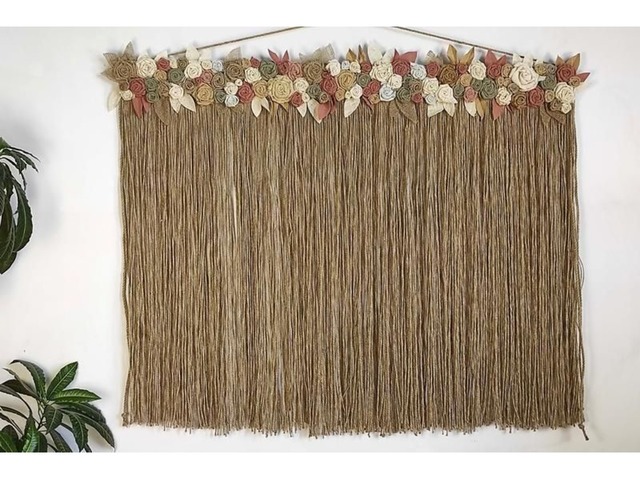 Панно на стіну в стилі бохо з джуту та мішковини