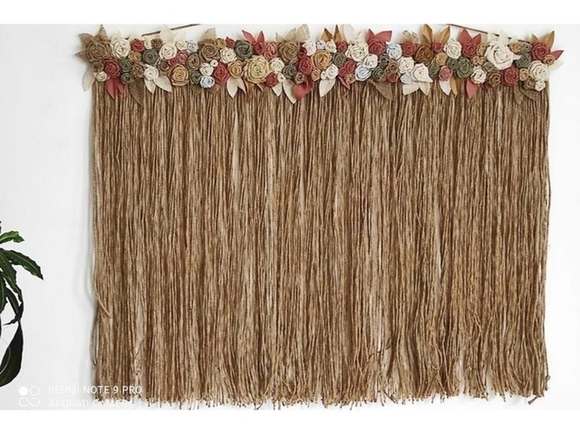 Панно на стіну в стилі бохо з джуту та мішковини