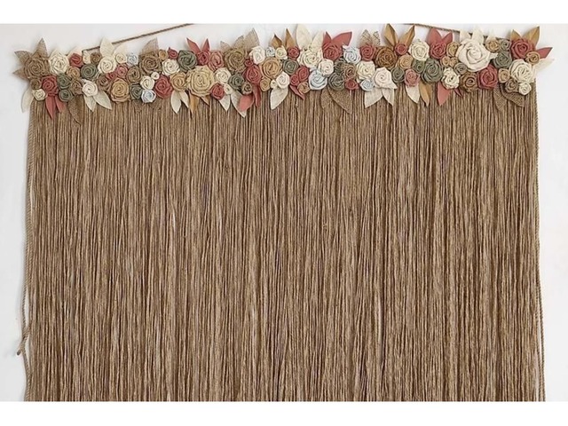 Панно на стіну в стилі бохо з джуту та мішковини