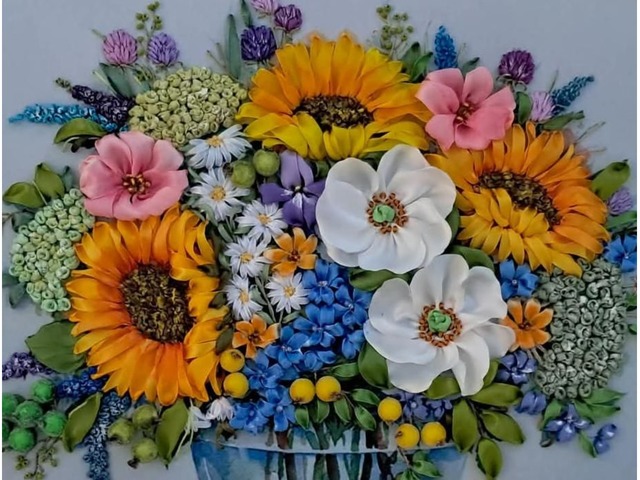 Картина стрічками "Польова ніжність"