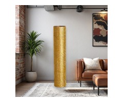 Висока золота підлогова ваза 80 см циліндрична форма декор для інтер’єру
