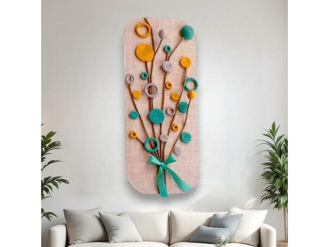 Декоративна картина «Букет польових квітів» – унікальне мистецтво зі шпагату