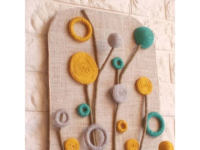 Декоративна картина «Букет польових квітів» – унікальне мистецтво зі шпагату