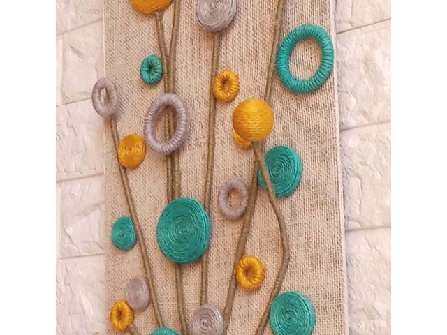 Декоративна картина «Букет польових квітів» – унікальне мистецтво зі шпагату