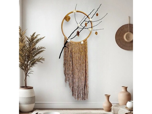 Панно на стіну "Чарівна гілочка" з джуту в стилі лофт, рустик, кантрі, еко