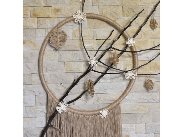 Панно на стіну "Чарівна гілочка" з джуту в стилі лофт, рустик, кантрі, еко