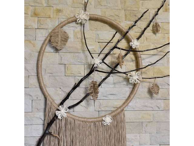 Панно на стіну "Чарівна гілочка" з джуту в стилі лофт, рустик, кантрі, еко