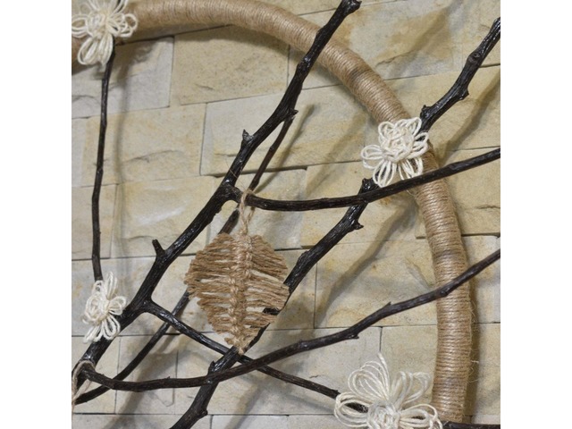 Панно на стіну "Чарівна гілочка" з джуту в стилі лофт, рустик, кантрі, еко