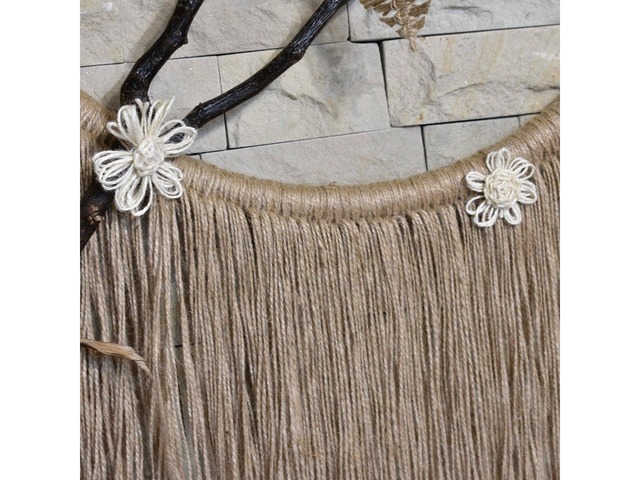 Панно на стіну "Чарівна гілочка" з джуту в стилі лофт, рустик, кантрі, еко