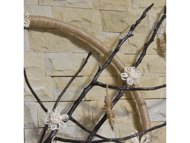 Панно на стіну "Чарівна гілочка" з джуту в стилі лофт, рустик, кантрі, еко