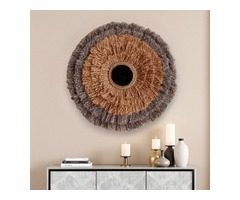 Панно настінне бохо ручної роботи. Круглий декор з джуту 50 см