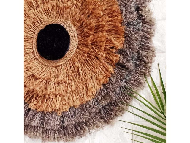 Панно настінне бохо ручної роботи. Круглий декор з джуту 50 см