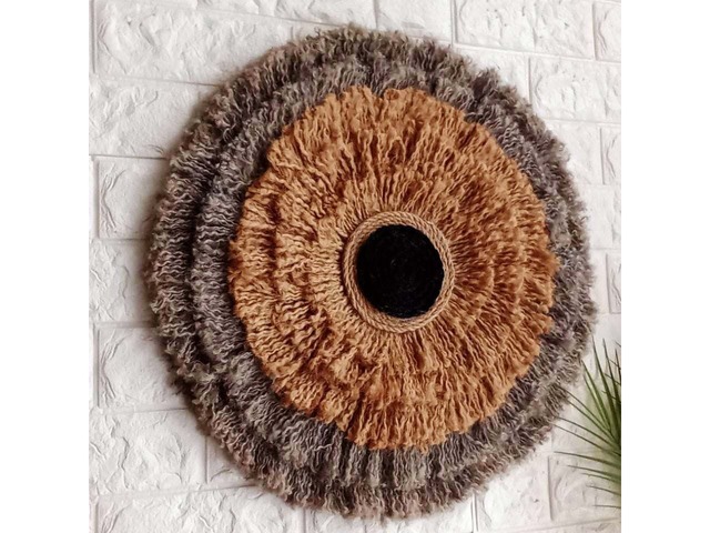 Панно настінне бохо ручної роботи. Круглий декор з джуту 50 см