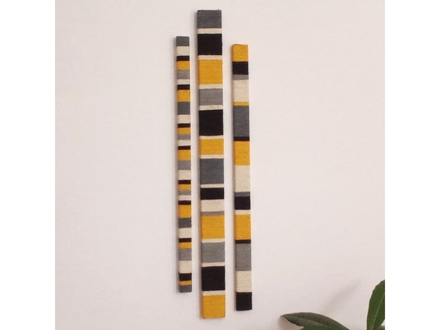 Настінний декор з дерев’яних планок та джутового шпагату – оригінальний комплект 3 шт.