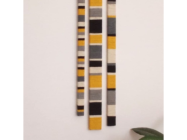 Настінний декор з дерев’яних планок та джутового шпагату – оригінальний комплект 3 шт.