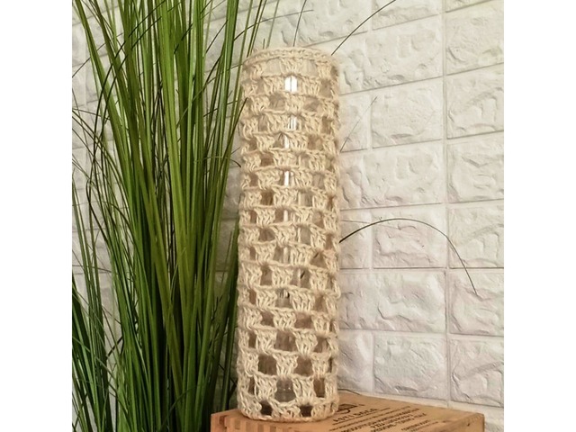 Оригінальна бохо-ваза зі скла, декорована джутовим шпагатом, 35 см