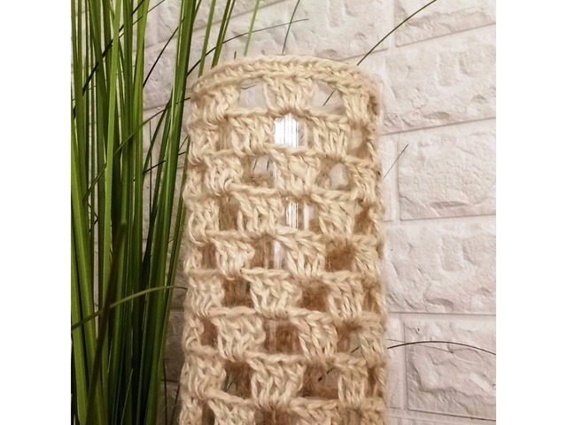 Оригінальна бохо-ваза зі скла, декорована джутовим шпагатом, 35 см