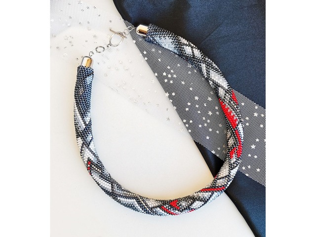 Прикраса із бісеру кольє-джгут "Шепіт полум'я"