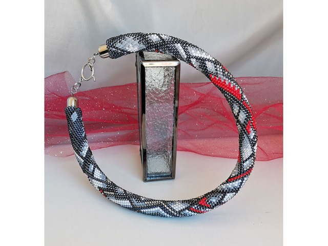 Прикраса із бісеру кольє-джгут "Шепіт полум'я"